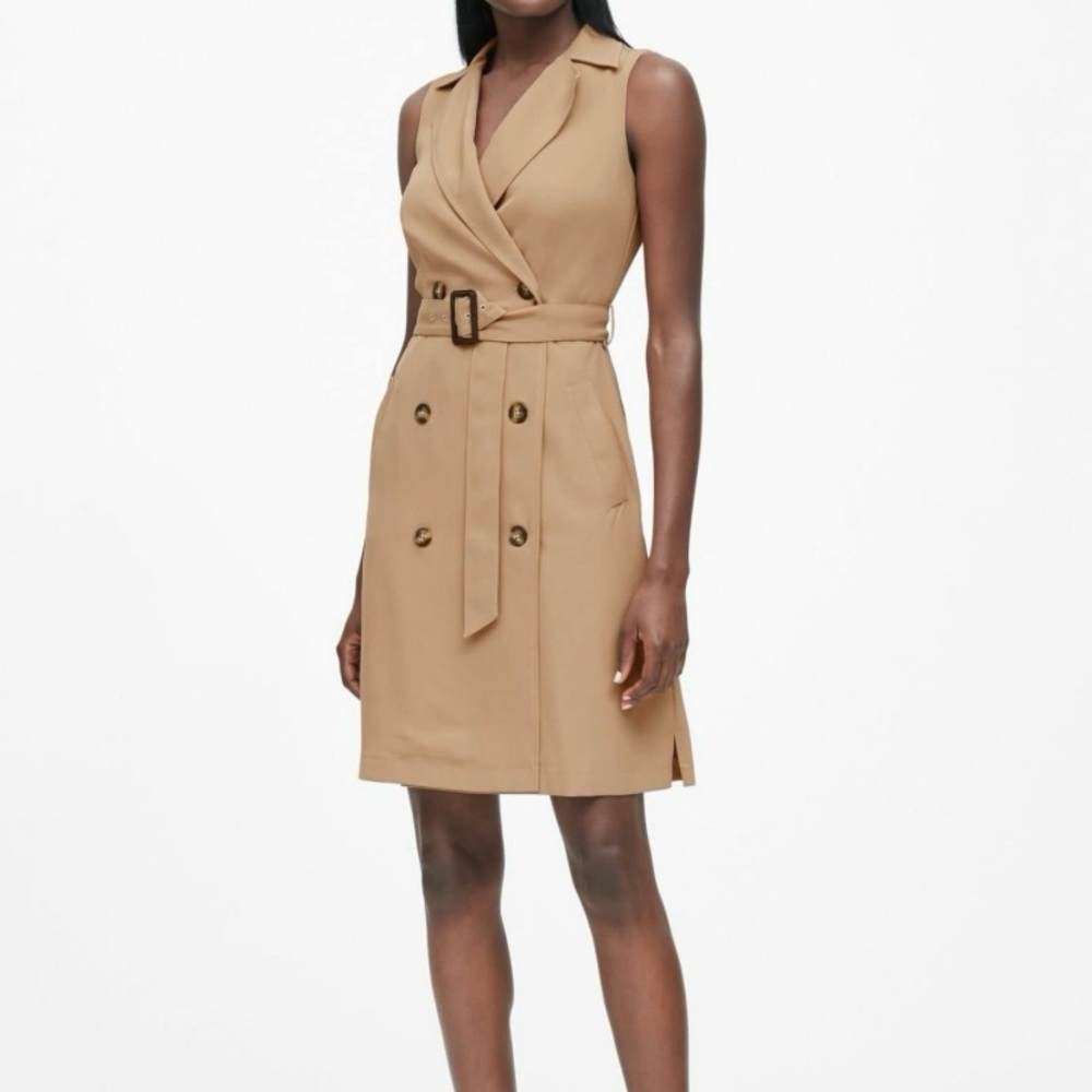 Sleeveless Camel Wrap Dress